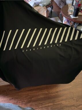 liberty Black Short-Sleeve Sport Running Tee with Cream Stripes